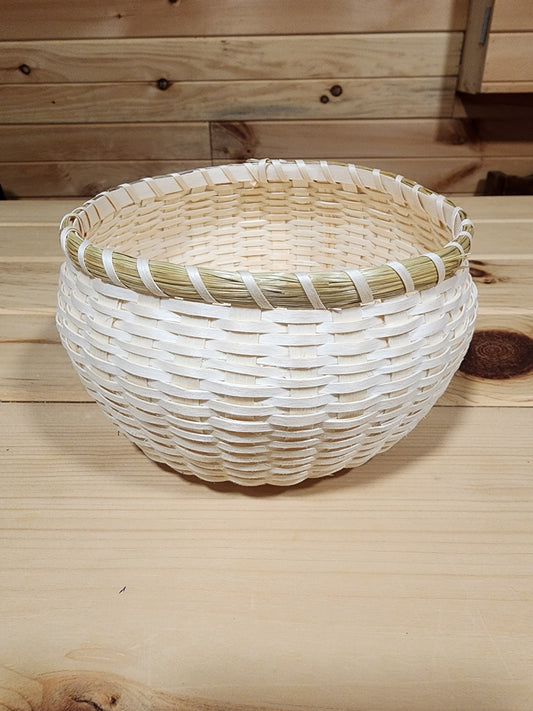 Large Size - Ash Basket - with Sweetgrass Rim- No Lid