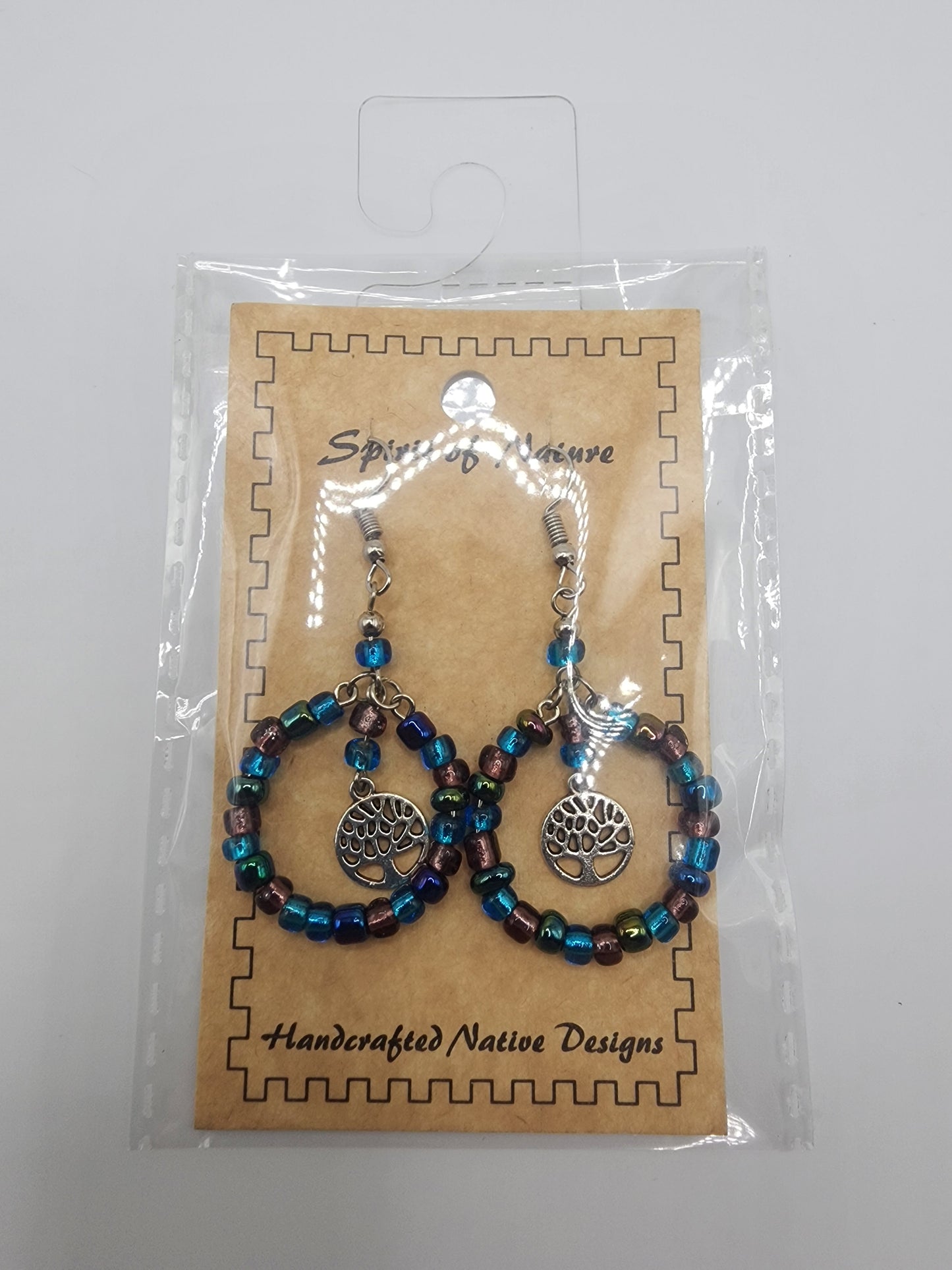 Hoop - Beaded Earrings - Tree of life - Assorted Colours