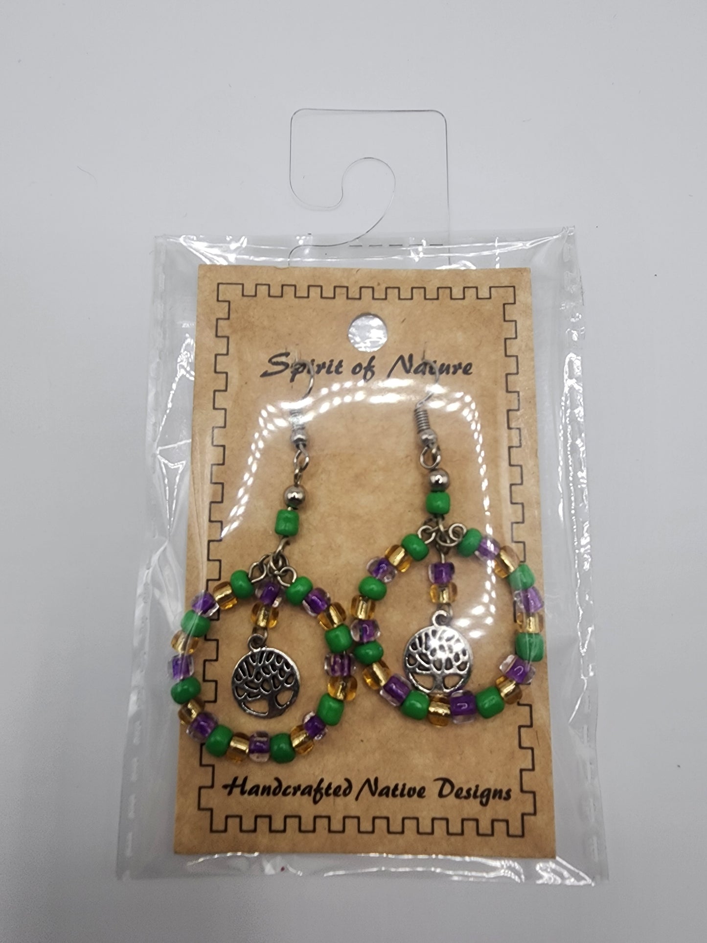 Hoop - Beaded Earrings - Tree of life - Assorted Colours