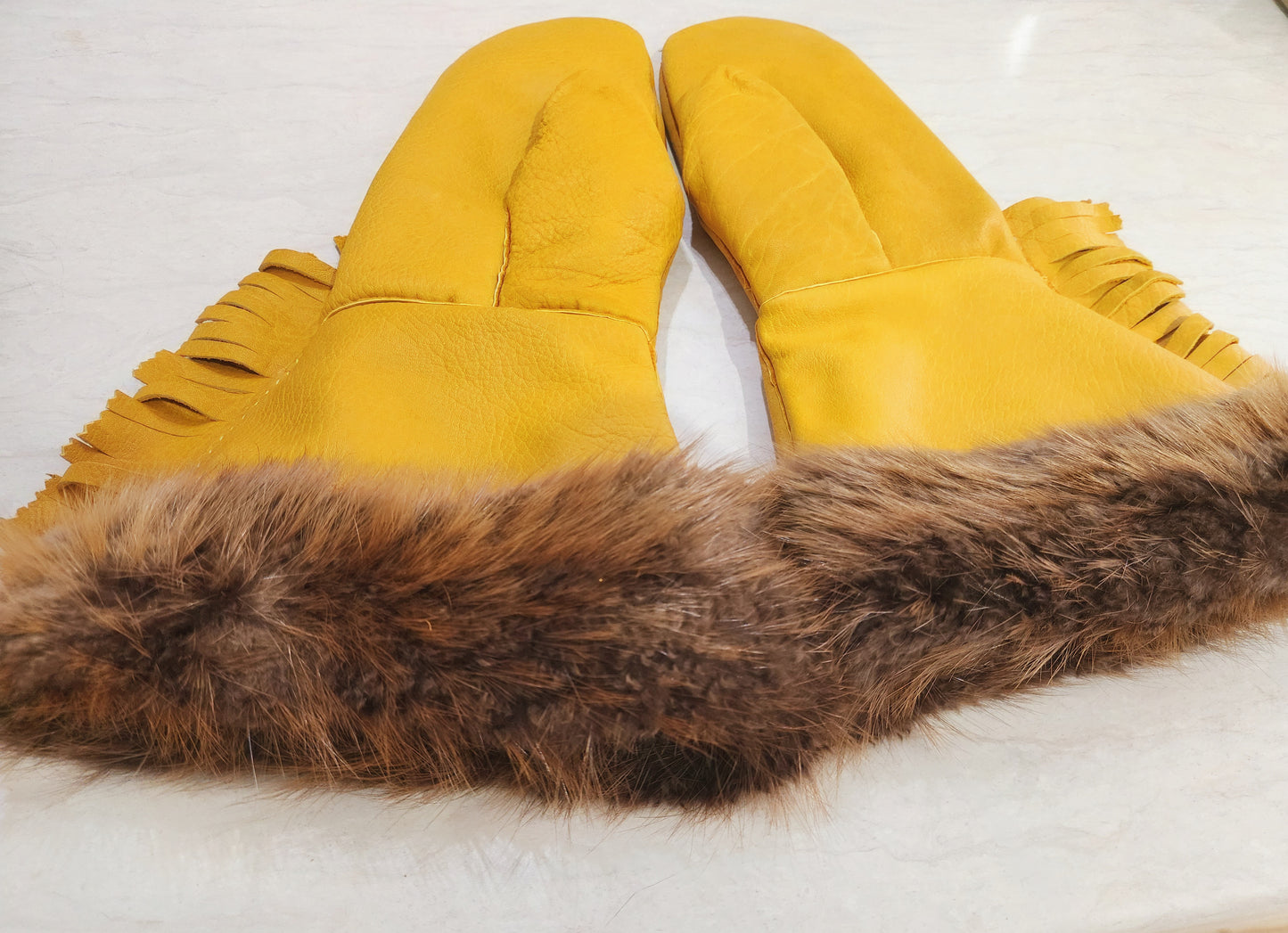 Handcrafted Leather Mitts - Size Large