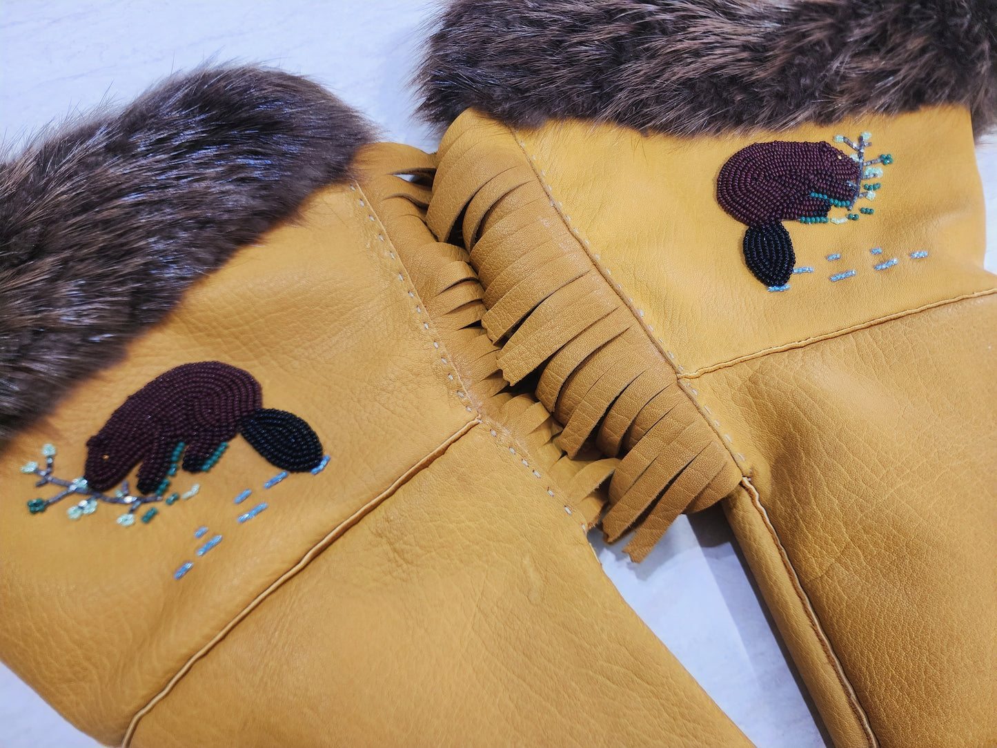 Handcrafted Leather Mitts - Size Large