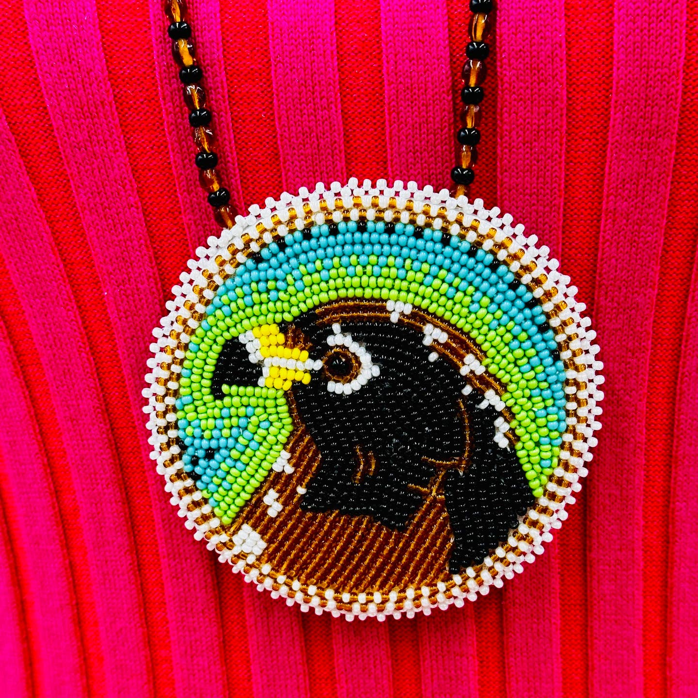 Handmade - Beaded Hawk - Brown - Necklace Earrings Set