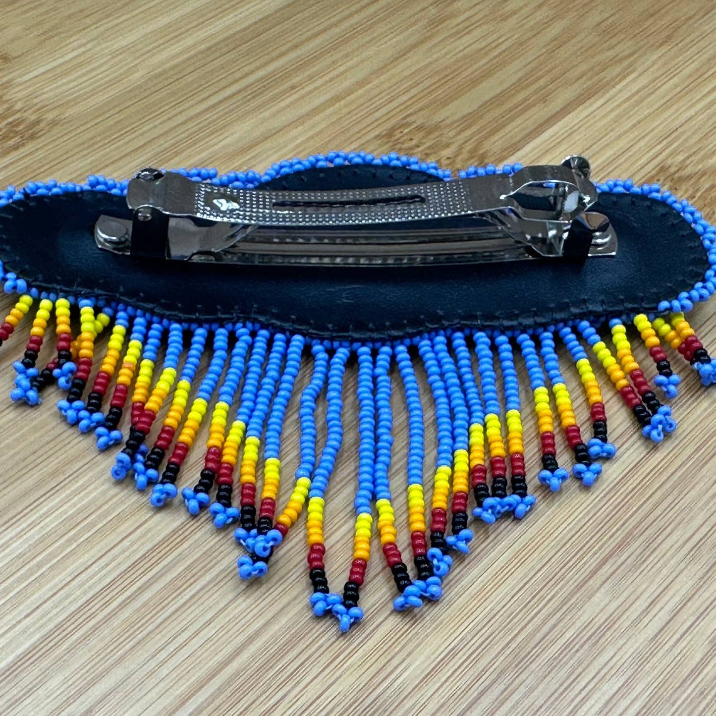 Handmade - Beaded Lavender Black Fringe - French Barrette