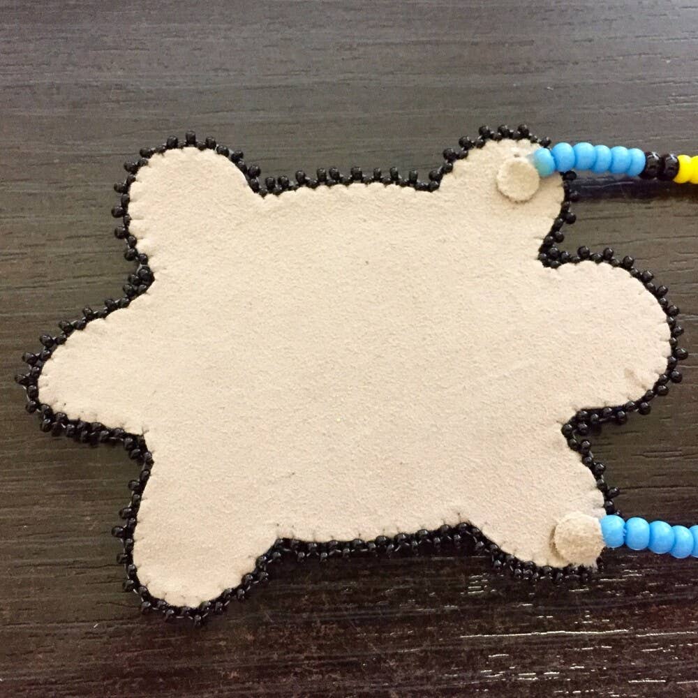 Beaded -Black Blue Turtle Medallion - Matching Earrings