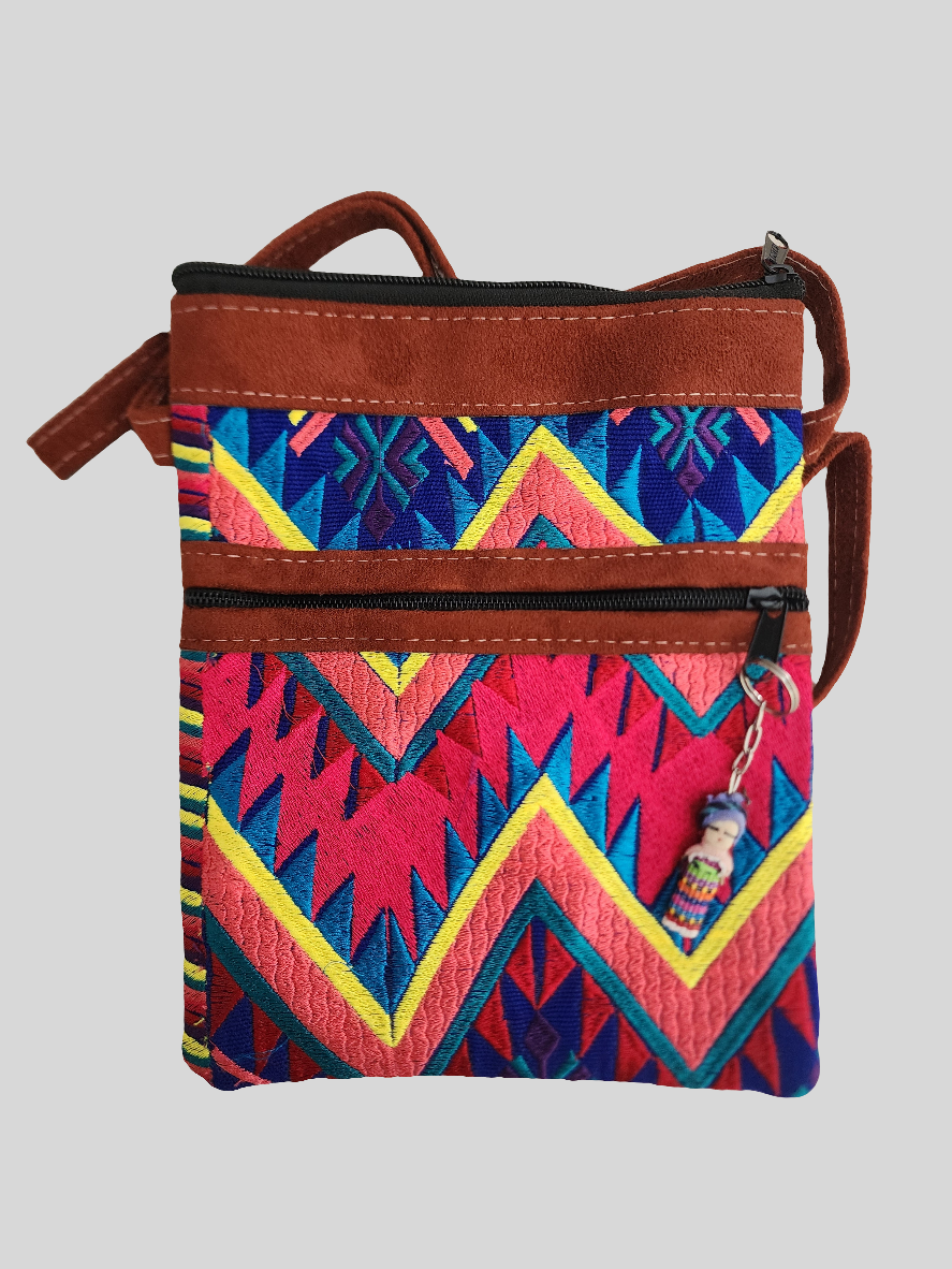 Embroidered - Aztec Leather - Esme Crossbody Purse - Assorted Colors