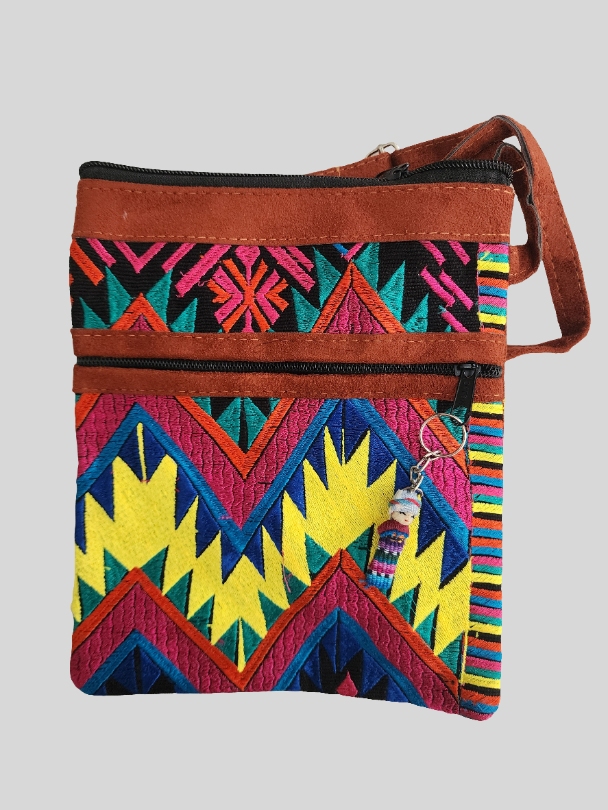 Embroidered - Aztec Leather - Esme Crossbody Purse - Assorted Colors