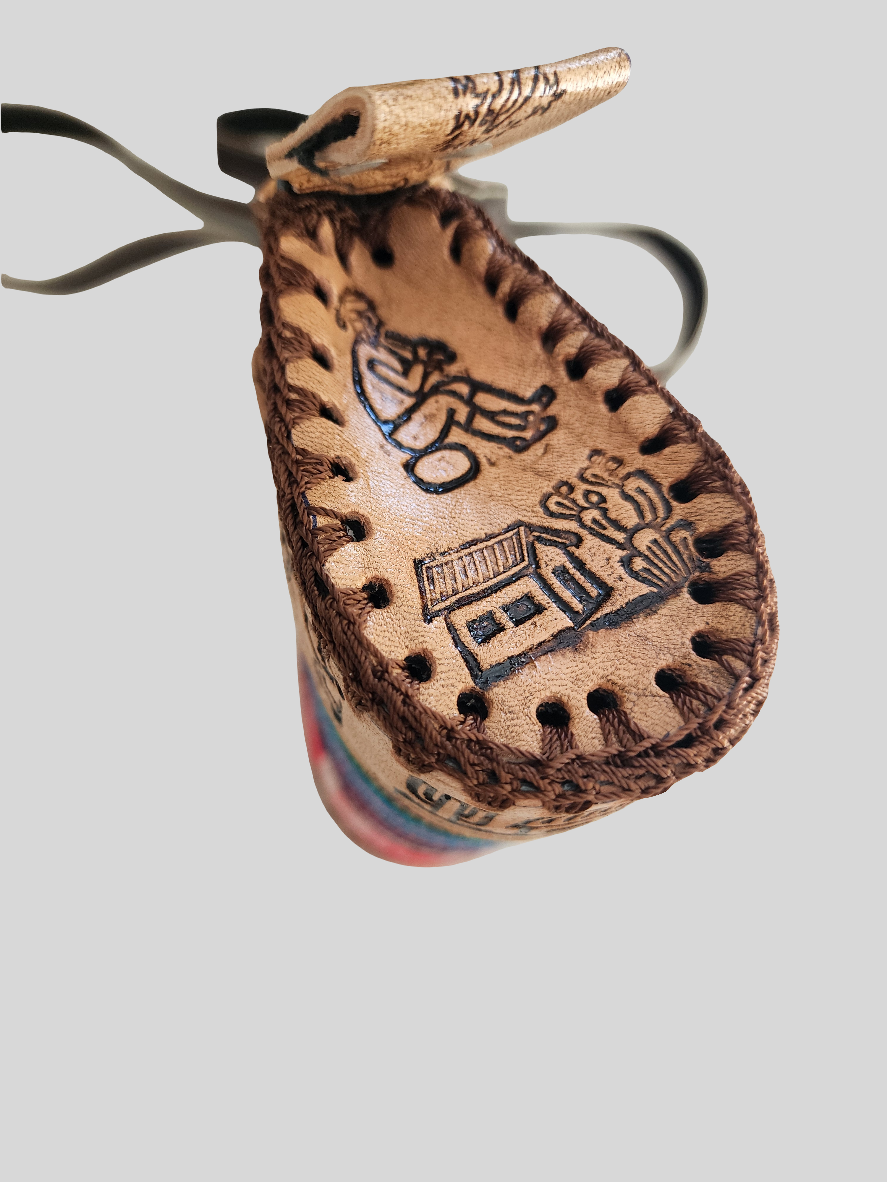 Small - Tribal Peruvian - Leather Material - Crossbody Purse Bag