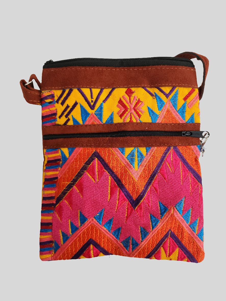 Embroidered - Aztec Leather - Esme Crossbody Purse - Assorted Colors