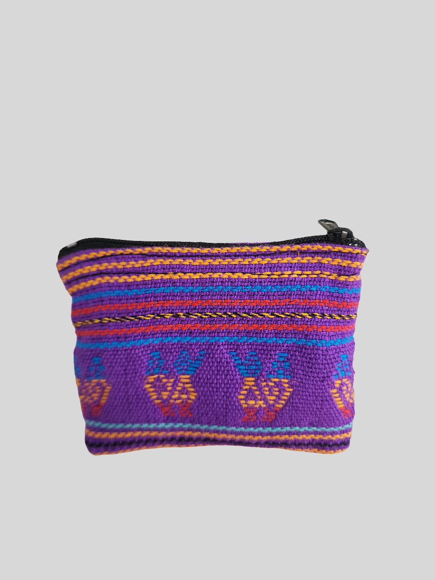 Guatemalan - Single Zipper Coin Purse Pouch - Assorted Colors