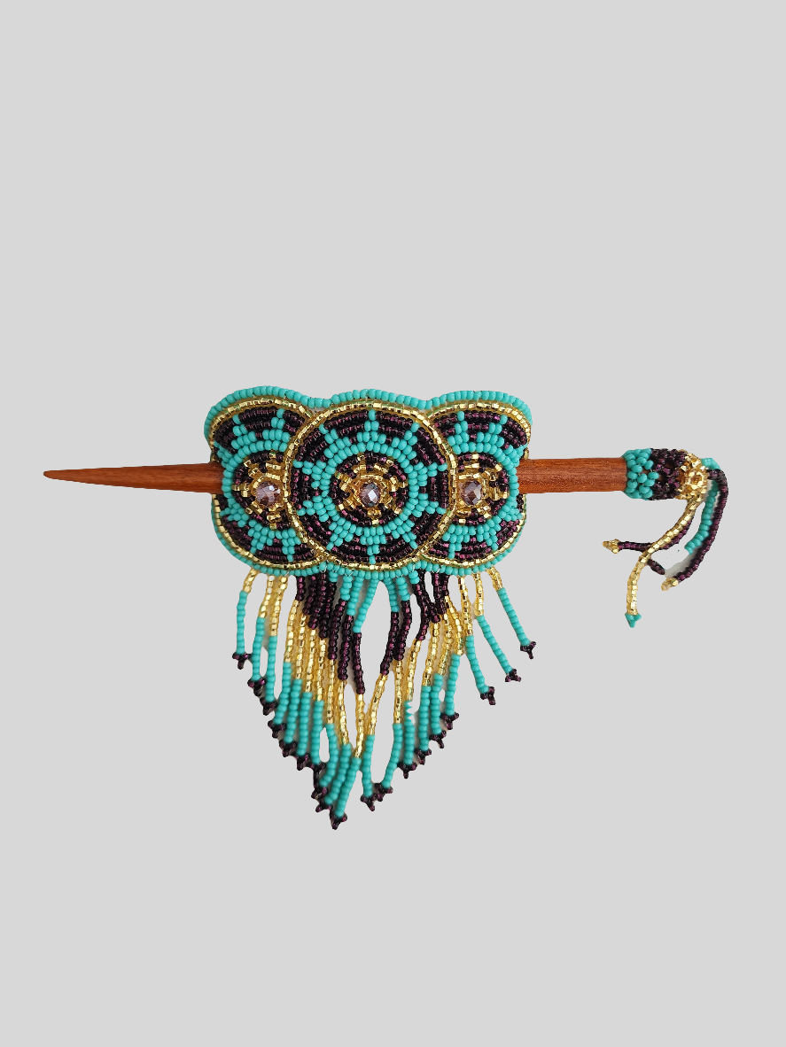 3 Circle - Seed Bead - Fringe Barrettes - Assorted Colors