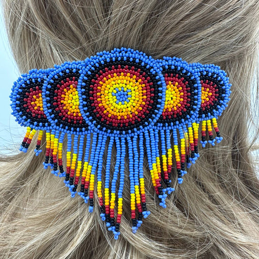 Handmade - Beaded Lavender Black Fringe - French Barrette