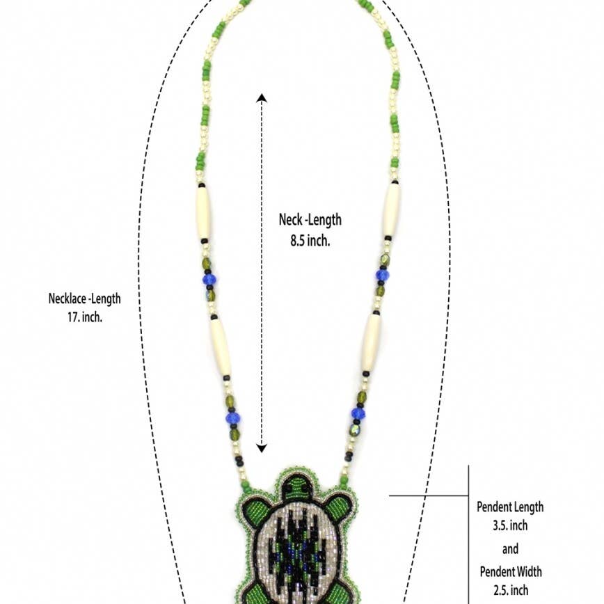 Handmade Blue Green White - Turtle - Long Necklace Earring Set