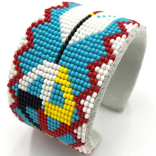 Handmade - Beaded Cuff - Leather Bracelet