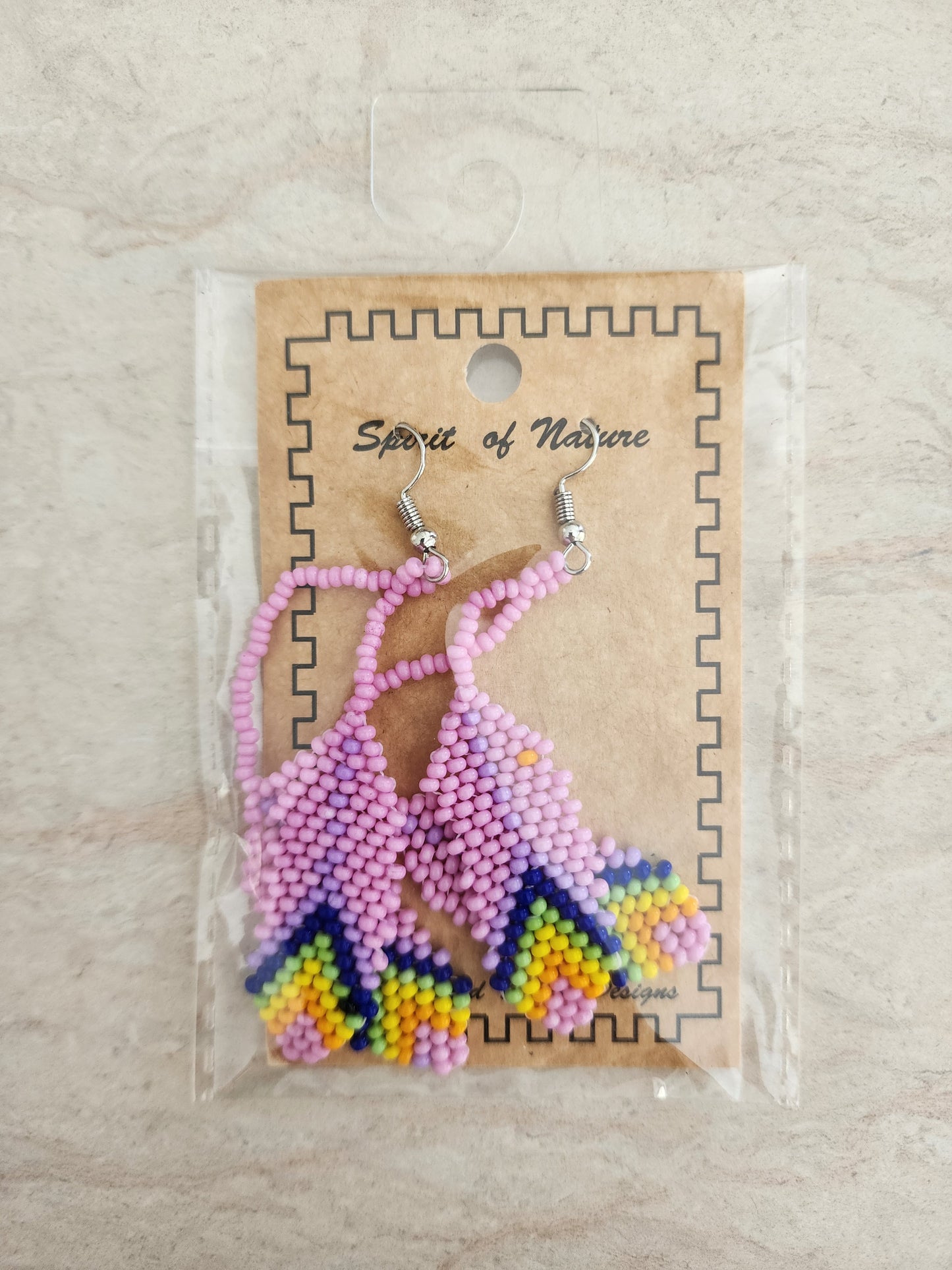 Beaded - Feather Earrings - Assorted Colours