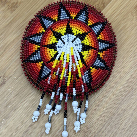 Handcrafted - Flower Pattern Red Black - French Barette