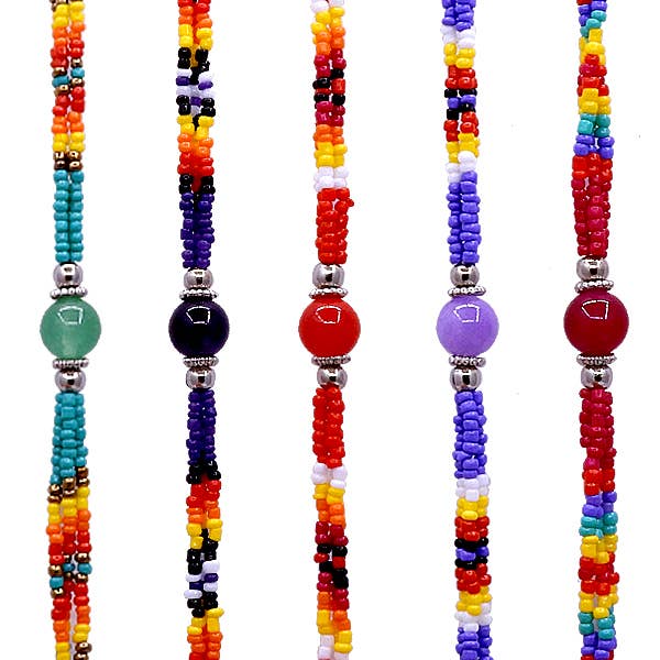 Beaded - Stone Ball - Multi Strand Bracelets - Assorted  Colors