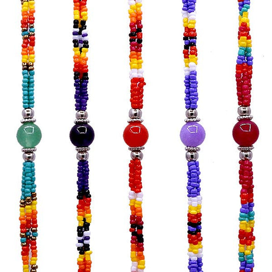 Beaded - Stone Ball - Multi Strand Bracelets - Assorted  Colors