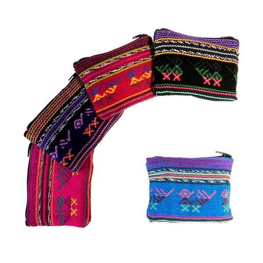 Guatemalan - Single Zipper Coin Purse Pouch - Assorted Colors