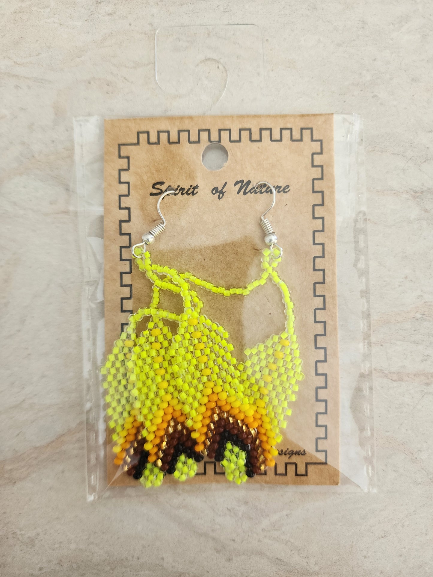 Beaded - Feather Earrings - Assorted Colours