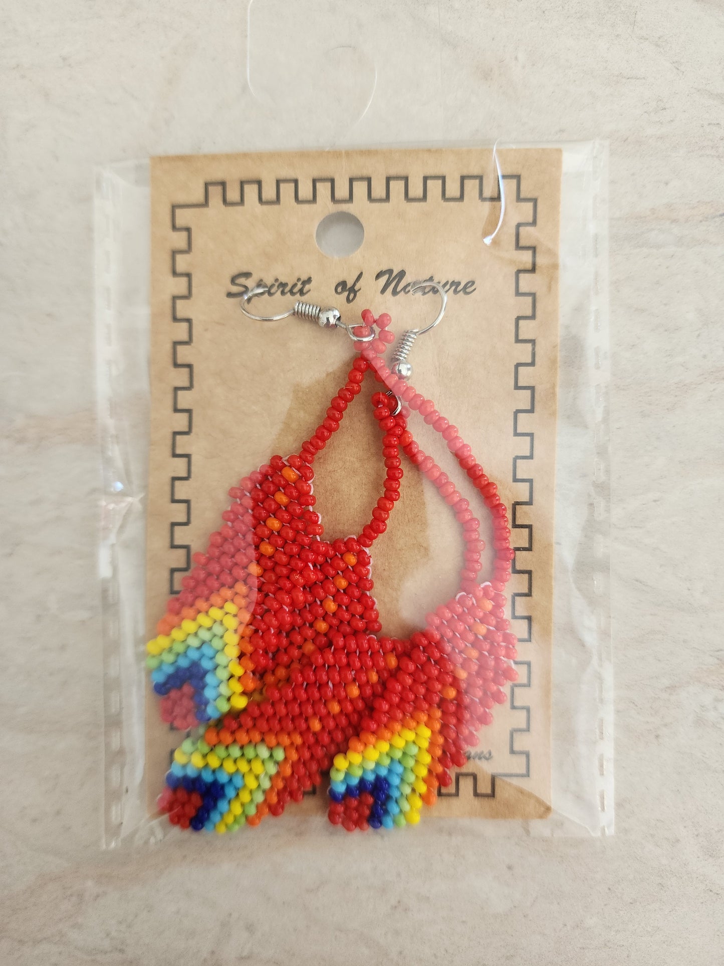Beaded - Feather Earrings - Assorted Colours