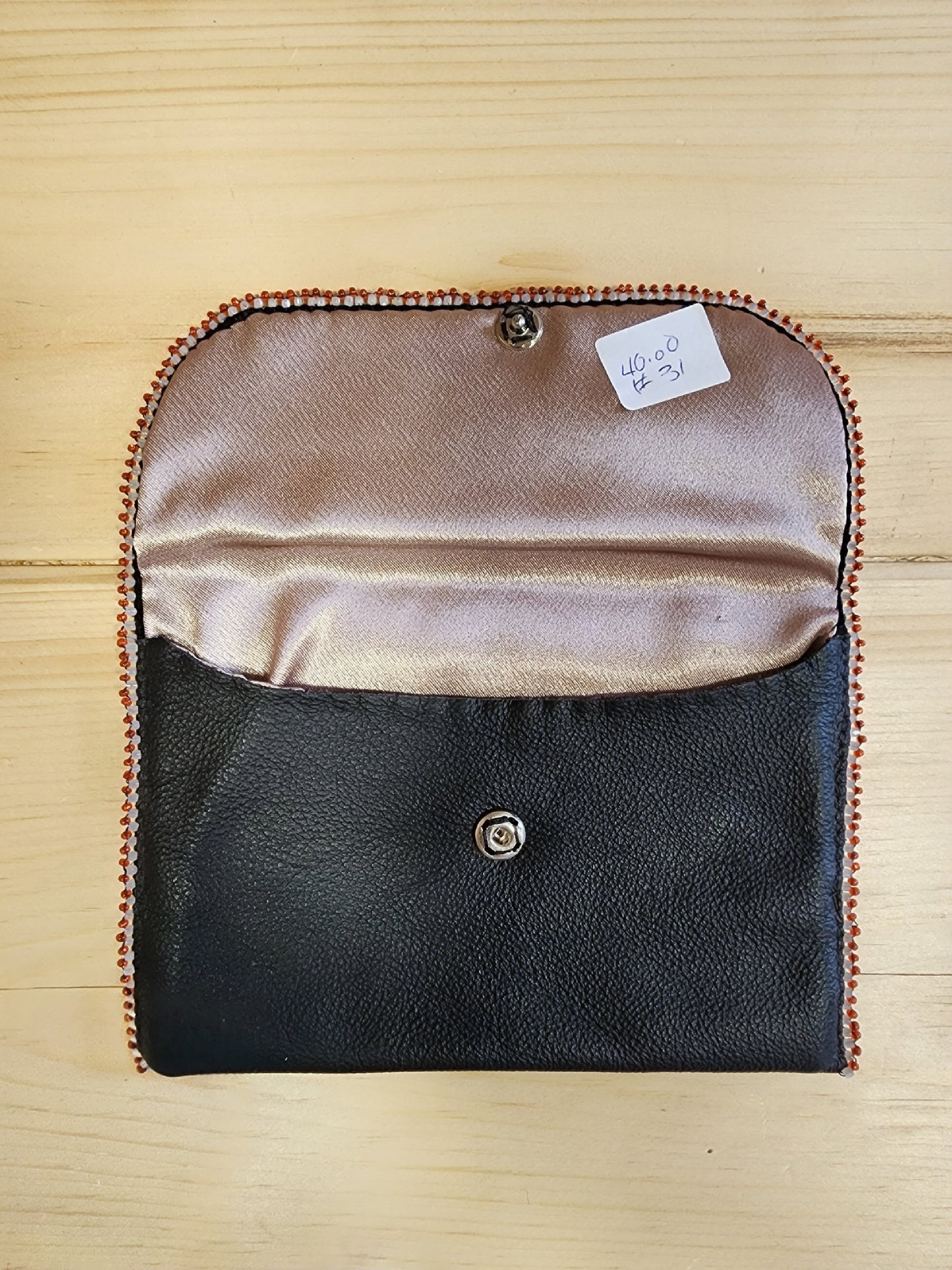 Leather - Wallet - with Beaded Design