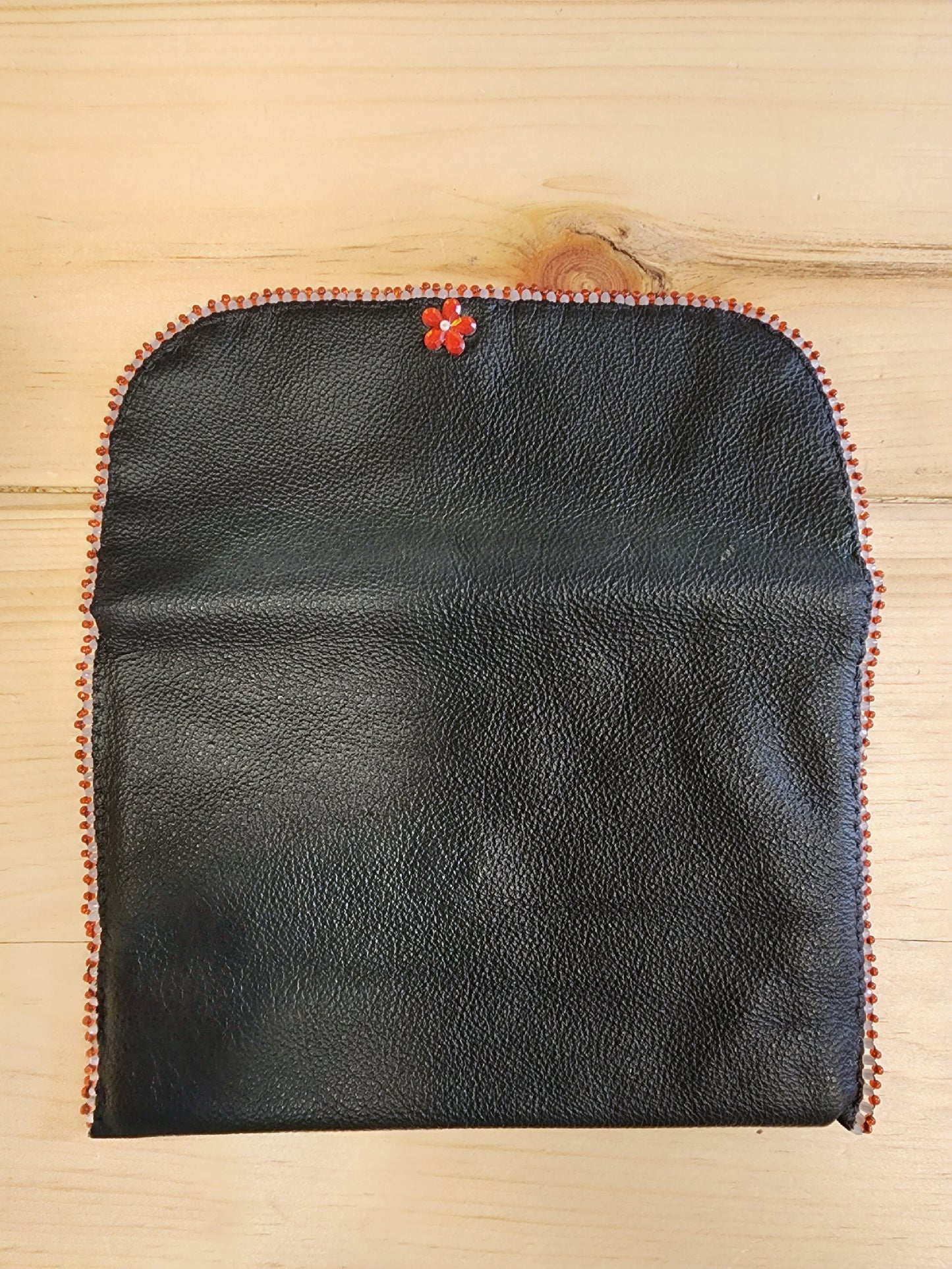 Leather - Wallet - with Beaded Design