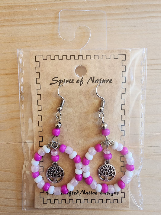 Hoop - Beaded Earrings - Tree of life - Assorted Colours