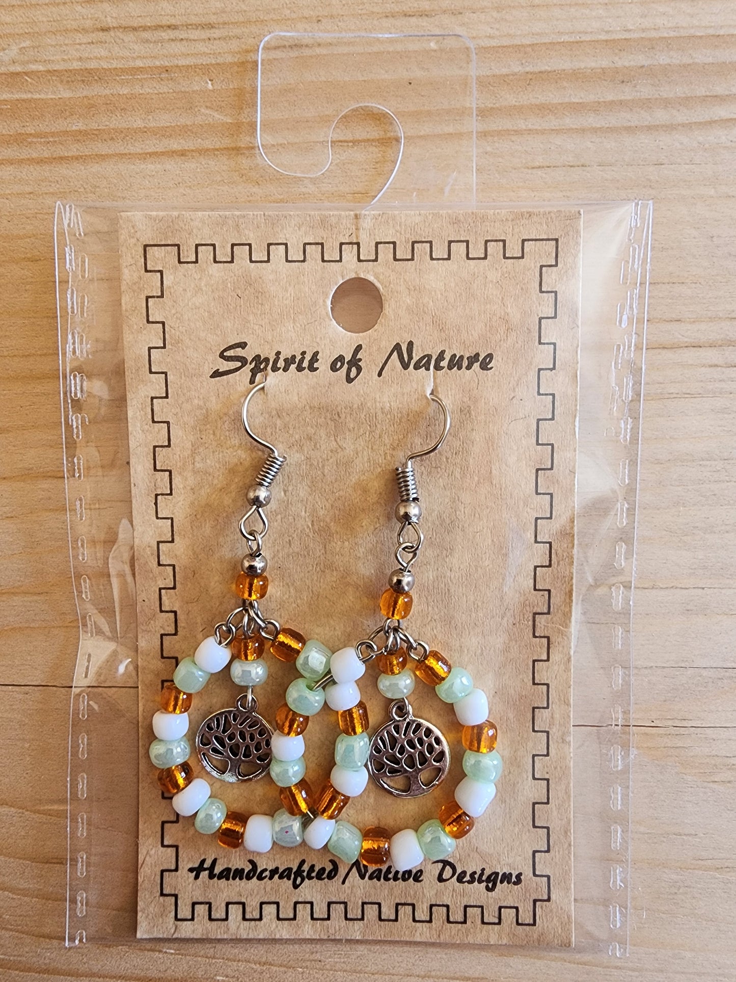 Hoop - Beaded Earrings - Tree of life - Assorted Colours