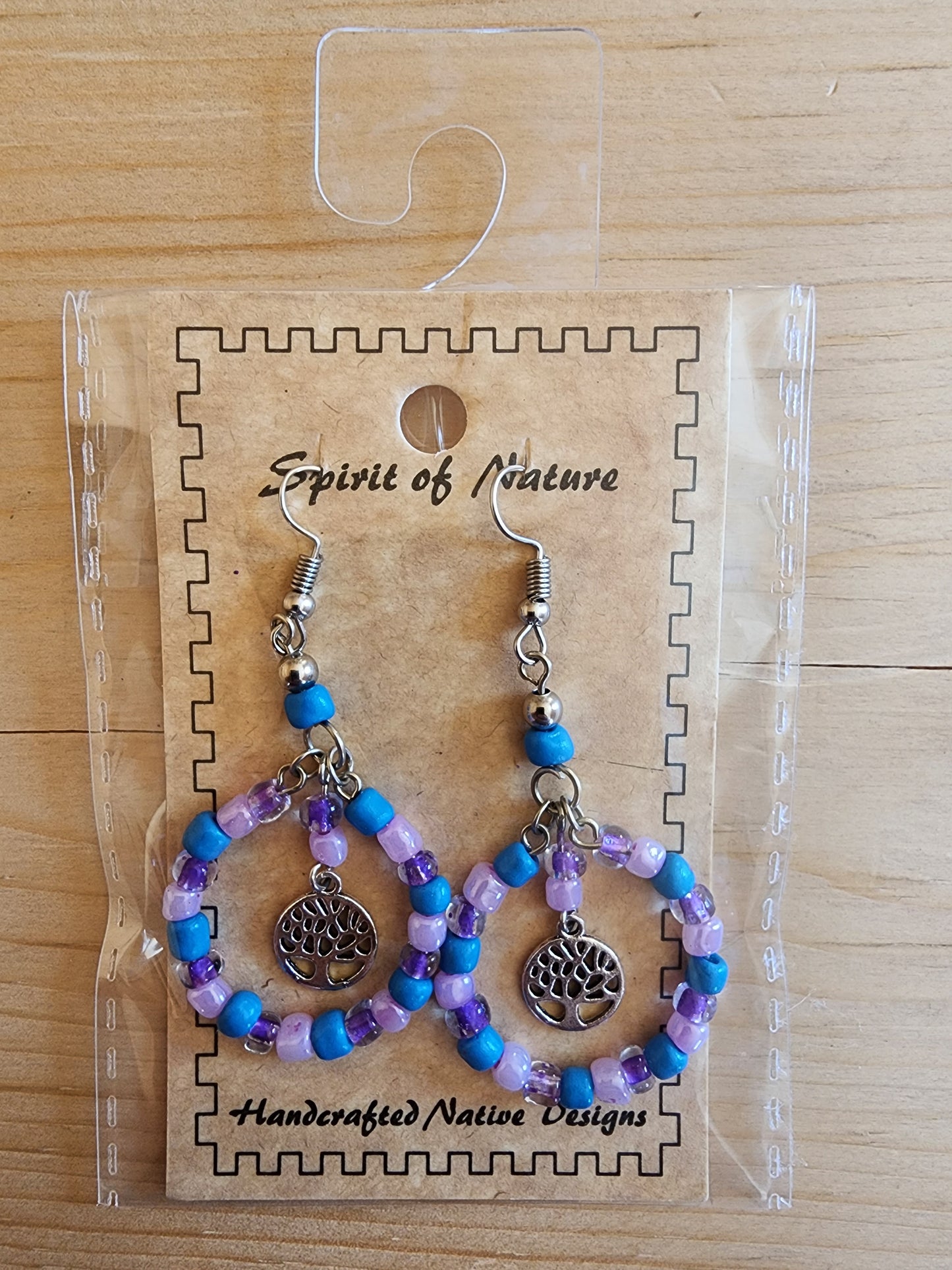 Hoop - Beaded Earrings - Tree of life - Assorted Colours
