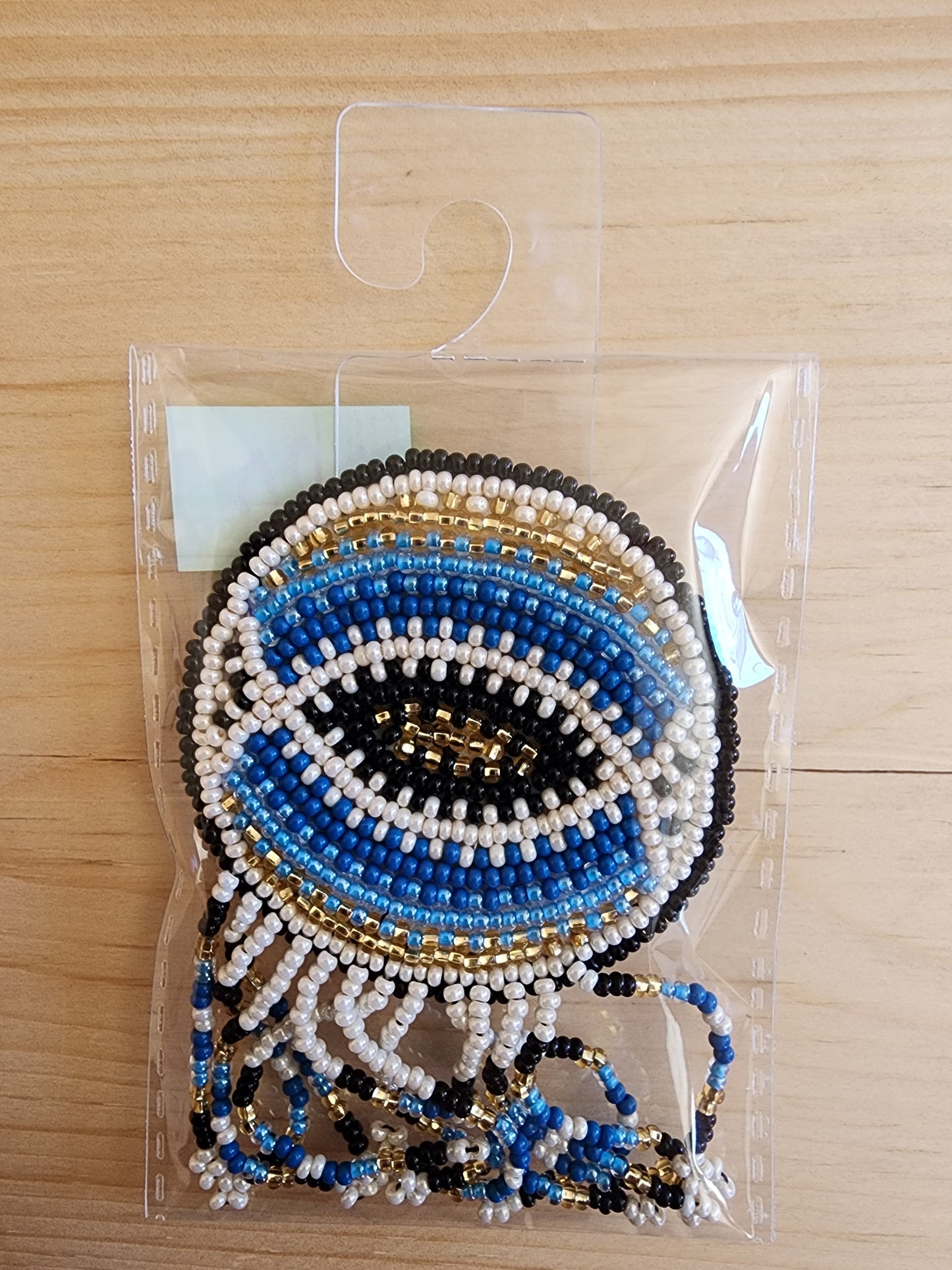 Hair Elastics - with Beaded Emblem - Assorted Colours