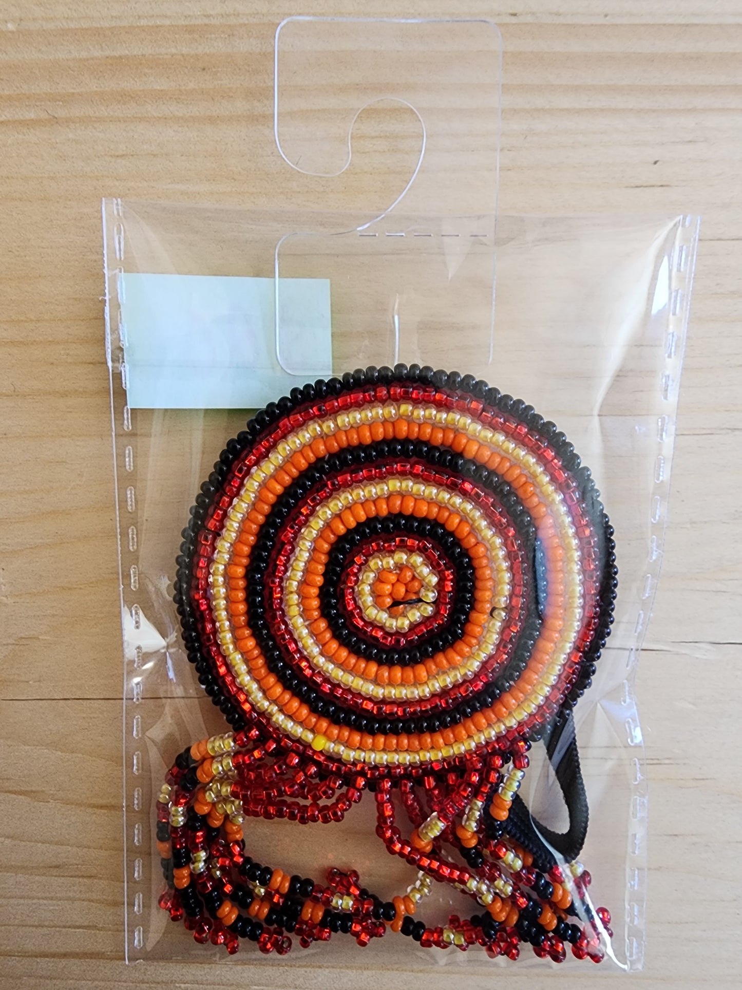 Hair Elastics - with Beaded Emblem - Assorted Colours