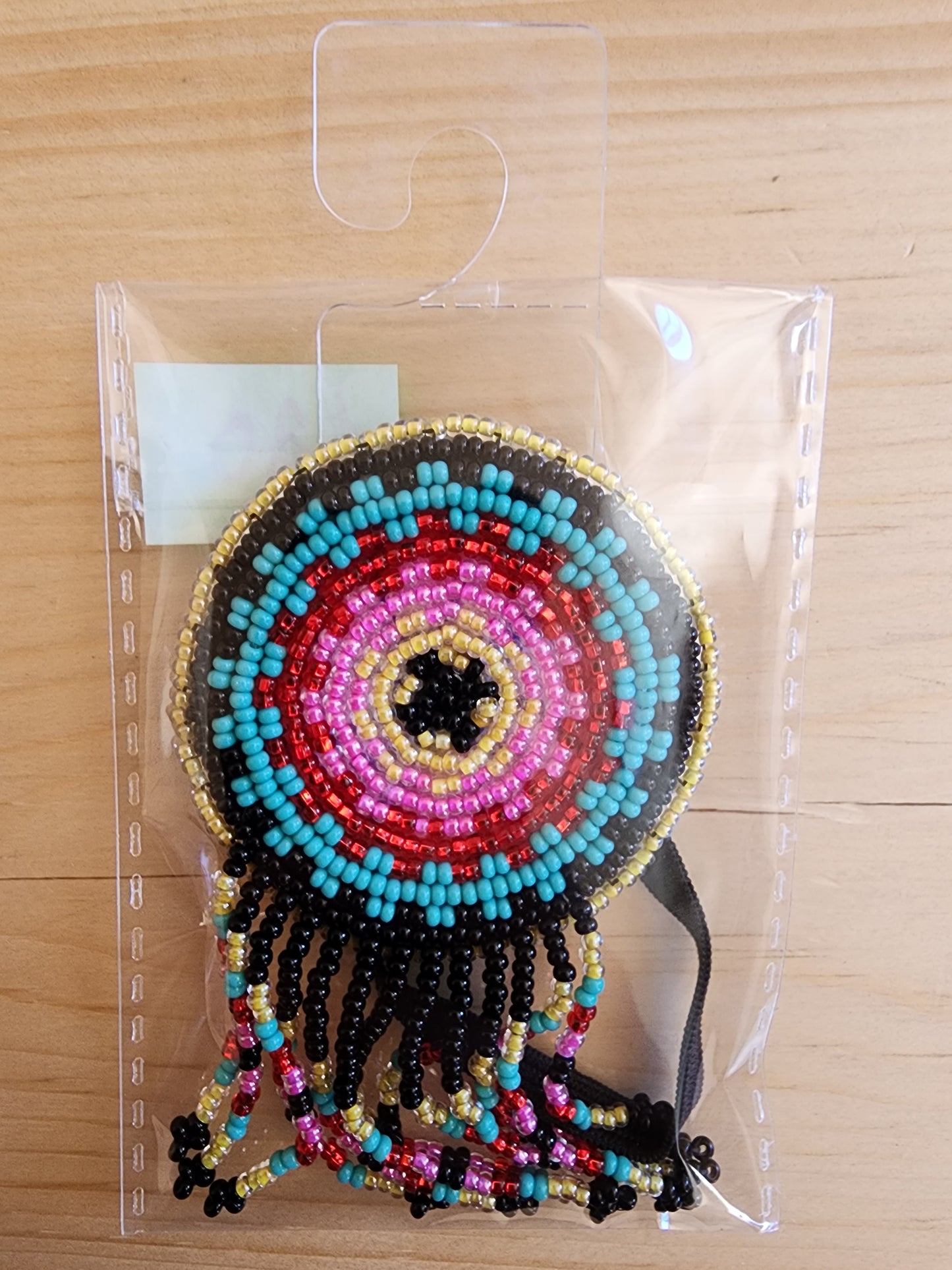 Hair Elastics - with Beaded Emblem - Assorted Colours