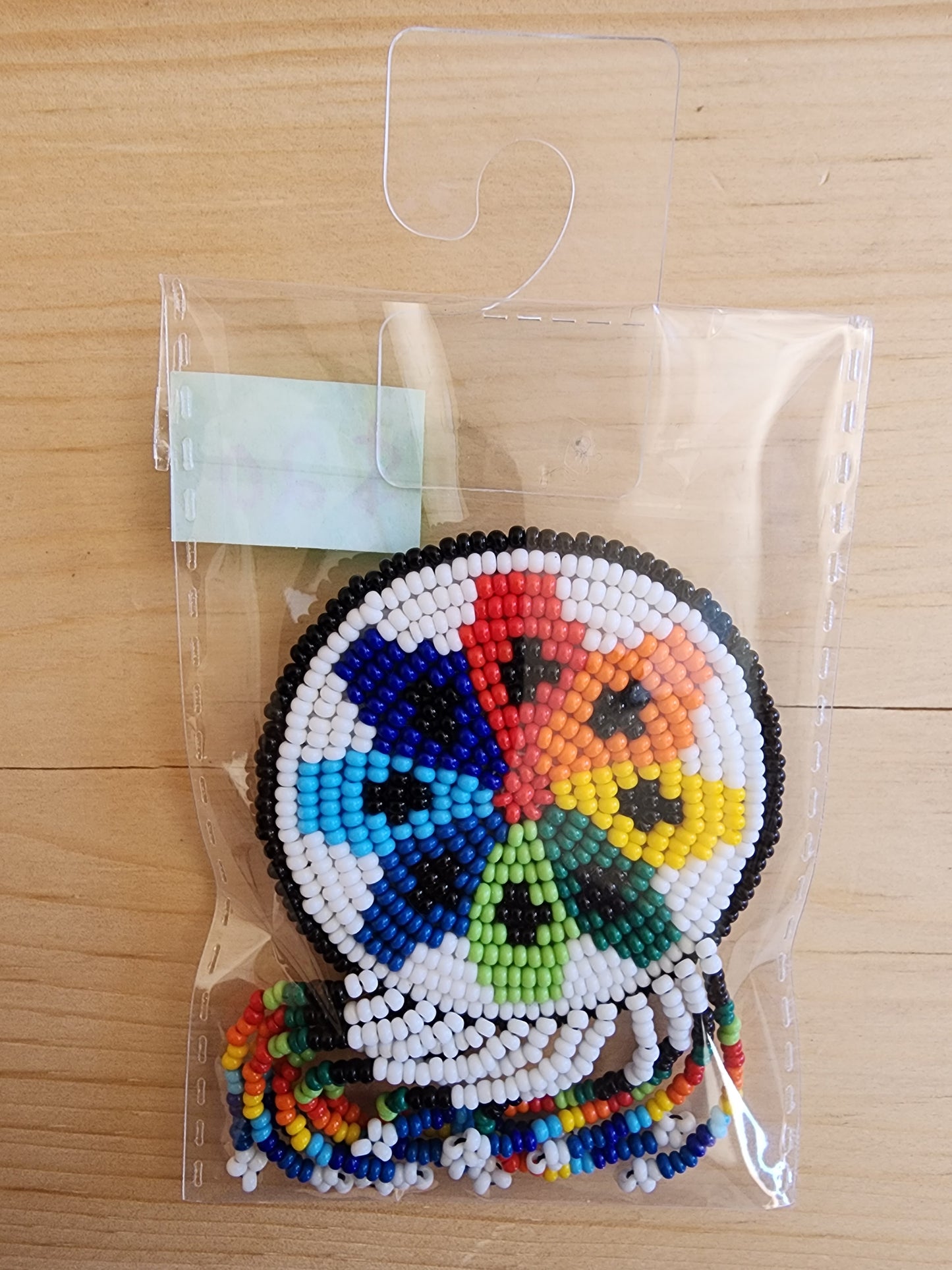 Hair Elastics - with Beaded Emblem - Assorted Colours