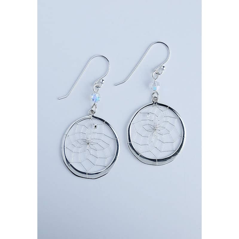Earrings - Dream Catcher - Sterling Silver with Swarovski Crystal