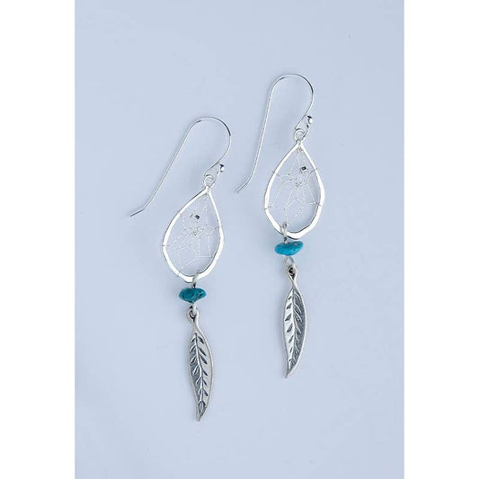 Earrings - Dream Catcher - Sterling Silver with Turquoise