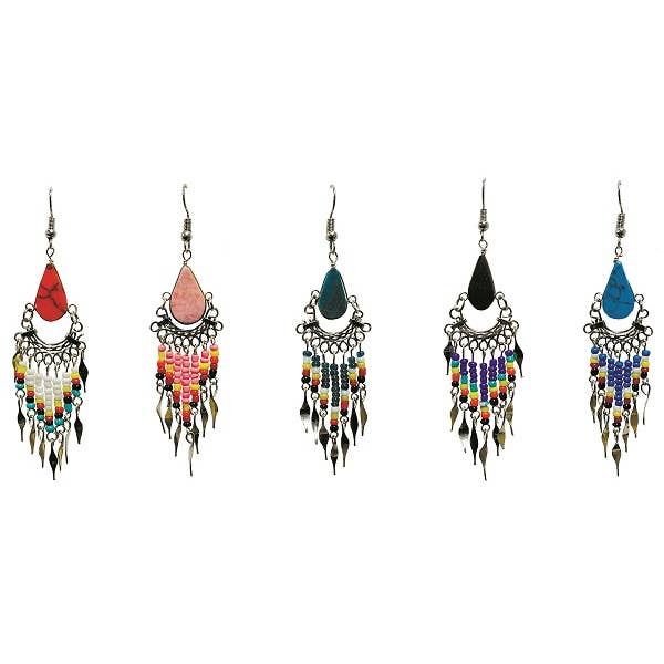 Beaded - Dangle - Earrings - Assorted Colours