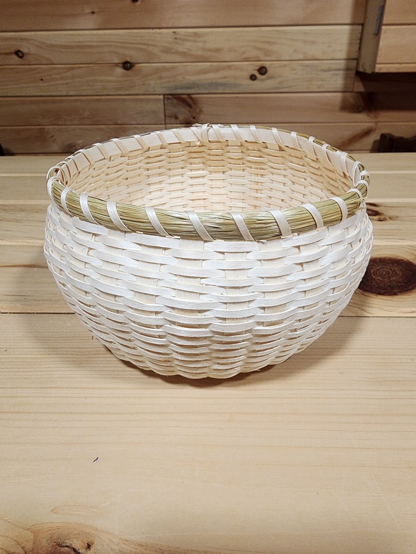 Large Size - Ash Basket - with Sweetgrass Rim- No Lid