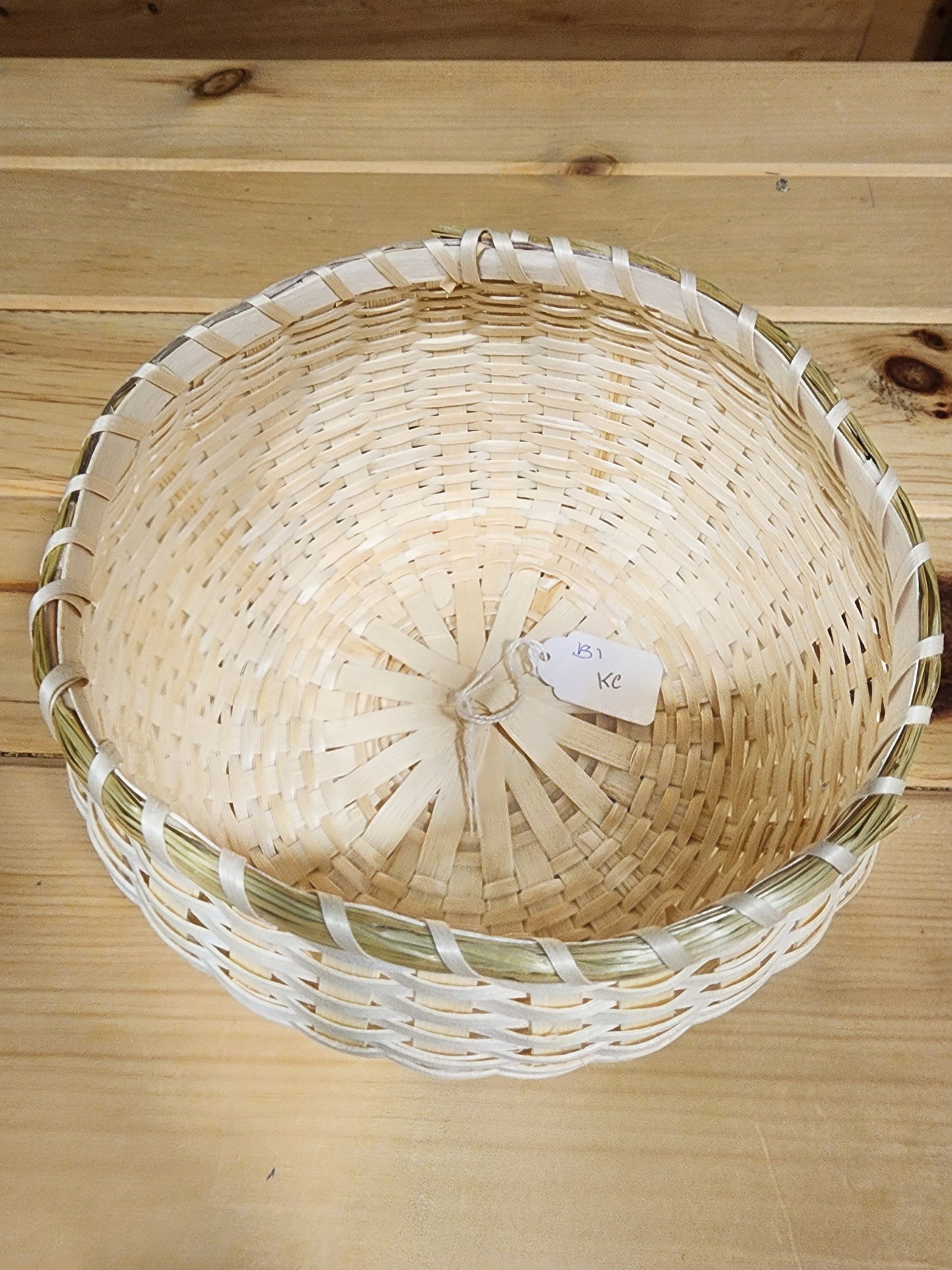 Large Size - Ash Basket - with Sweetgrass Rim- No Lid