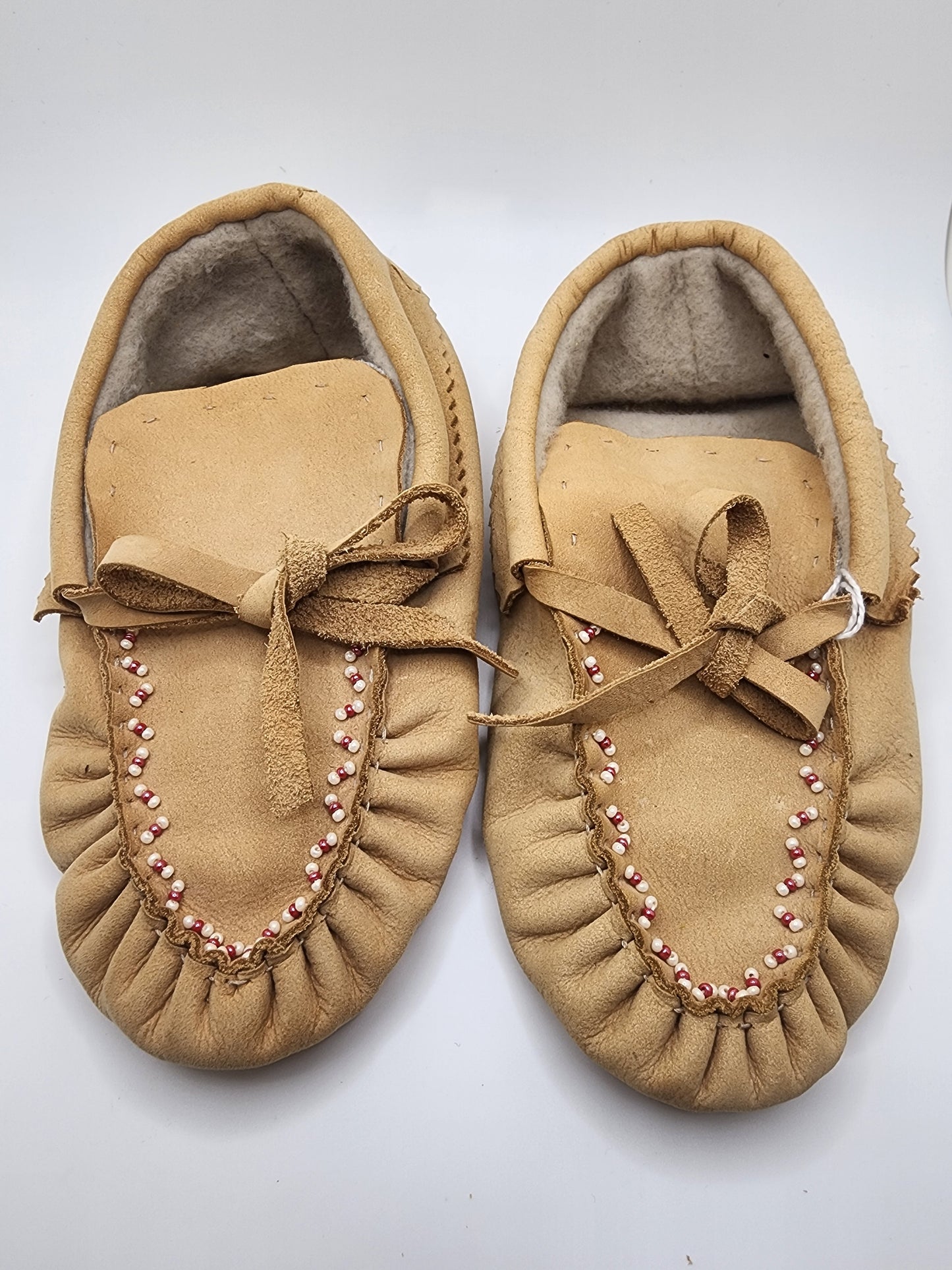 Leather Moccasins - Size 12(U.S) - with Beaded Tongue Design