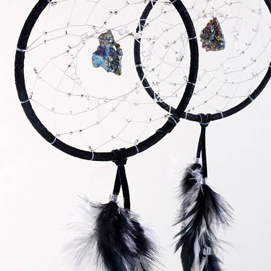 4" Black Druzy Crystal Dream Catcher