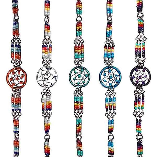 Dream Catcher - Beaded - Metal Bracelets - Assorted Colors