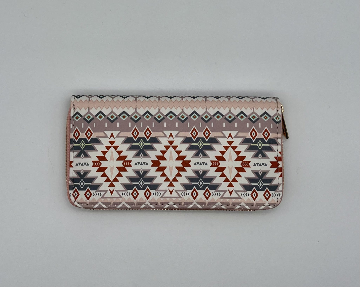 Portefeuille zippé motif ethnique couleurs assorties