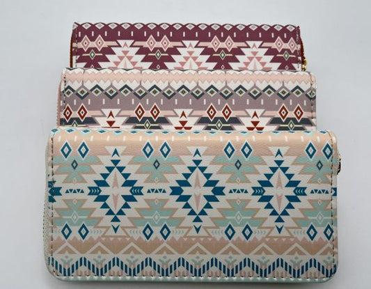 Reißverschluss-Geldbörse im Ethno-Design, verschiedene Farben