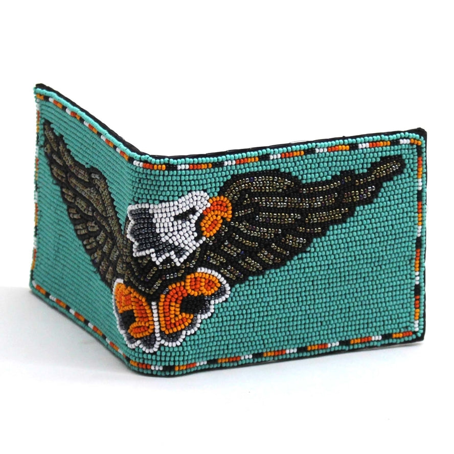 Beaded Leather Wallet Assorted Colors