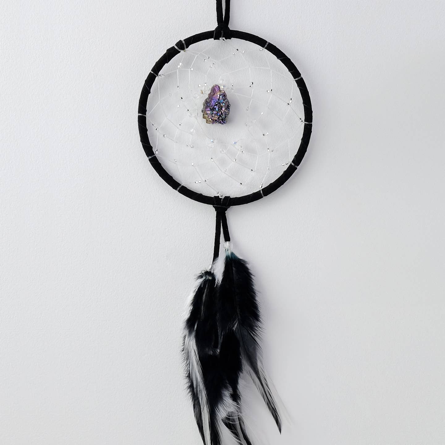 4" Black Druzy Crystal Dream Catcher