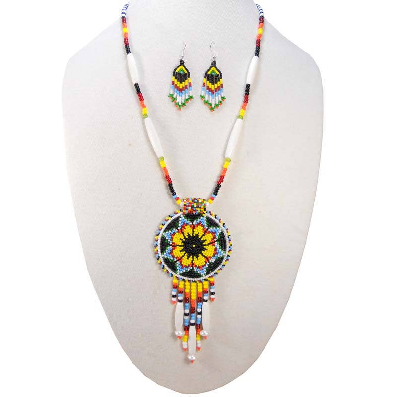 Beaded - Yellow Long Star - Medallion