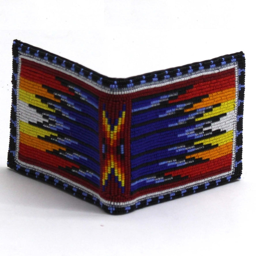 Beaded Leather Wallet Assorted Colors