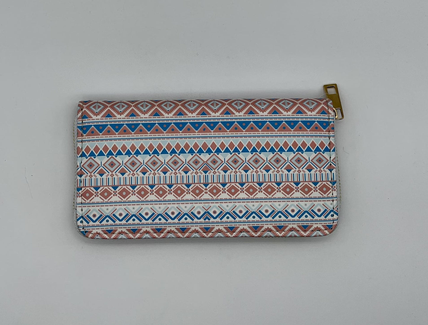 Portefeuille zippé motif ethnique couleurs assorties