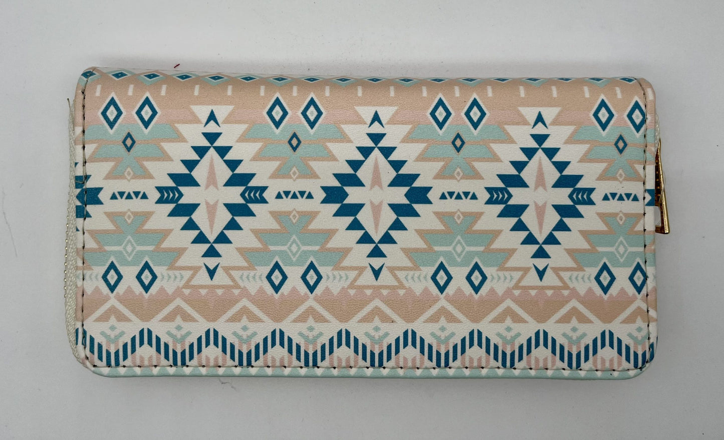Portefeuille zippé motif ethnique couleurs assorties