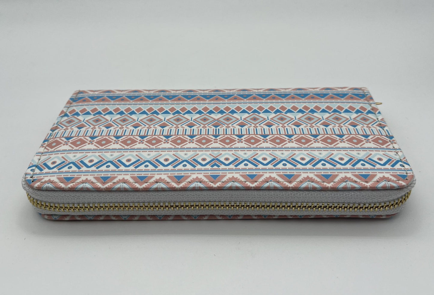 Portefeuille zippé motif ethnique couleurs assorties